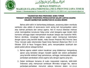 MUI Jatim Sebut Salam Pembuka Semua Agama Bukan Wujud Toleransi MUI Jatim Sebut Salam Pembuka Semua Agama Bukan Wujud Toleransi