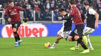 Satu-satunya gol yang tercipta di pertandingan ini datang pada menit 77. Paulo Dybala yang menjadi penentu keunggulan tuan rumah. Alessandro Di Marco/ANSA via AP.