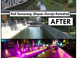Kali Semarang Kini Bercahaya Saat Malam