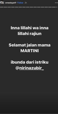 Instastory Ernest Syarif