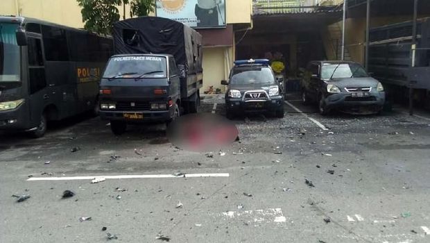 kondisi Polrestabes Medan usai ledakan bom