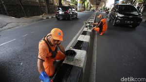 Pasukan Oranye Cat Pembatas Jalan