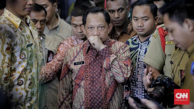 Interior Minister Tito Karnavian at the 2019 City / Health District Swasti Saba award at the Home Office.  Jakarta, Tuesday, November 19, 2019. CNNIndonesia / Adhi Wicaksono.