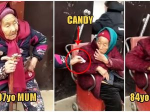 Meleleh! Ini Reaksi Wanita 84 Tahun Saat Diberi Permen Ibunya yang 107 Tahun