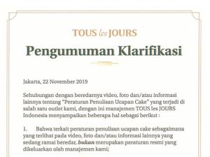 TOUS les JOURS Disiplinkan Karyawan yang Pasang Larangan Ucapan Natal di Cake TOUS les JOURS Disiplinkan Karyawan yang Pasang Larangan Ucapan Natal di Cake