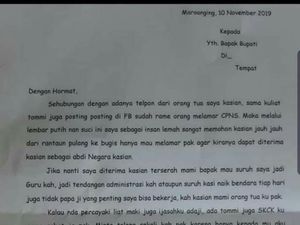 Ramai di Medsos, Pemuda Sulsel Surati Bupati Mohon Diterima Jadi CPNS