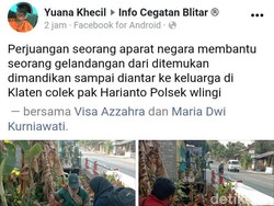 Viral, Polisi Antar Gelandangan Pulang ke Keluarganya di Klaten