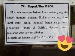 Kedai Bakmi Ini Keluarkan Kebijakan Bantu Driver Ojol yang Pesanannya Dibatalkan
