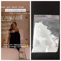Unggahan di Insta Story Sharonia dan bedak ketiak di kantung obat