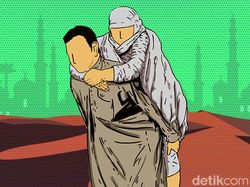 Tunaikan Bakti pada Orang Tua, Anak Ini Gendong Ibunya Naik Haji