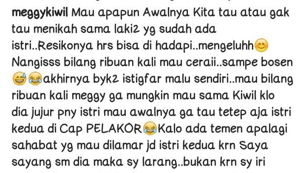 Curhatan Meggy Wulandari istri kedua Kiwil