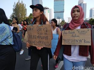Tolak Kekerasan Seksual, Massa Luka Lebam Long March St Sudirman-Bundaran HI