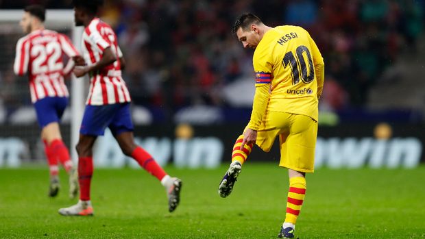 Lionel Messi berhasil mencetak gol tunggal ke gawang Atletico.
