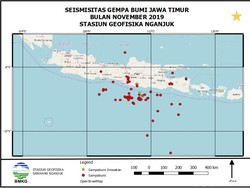 Selama November 2019 BMKG Catat 65 Kali Gempa di Jatim