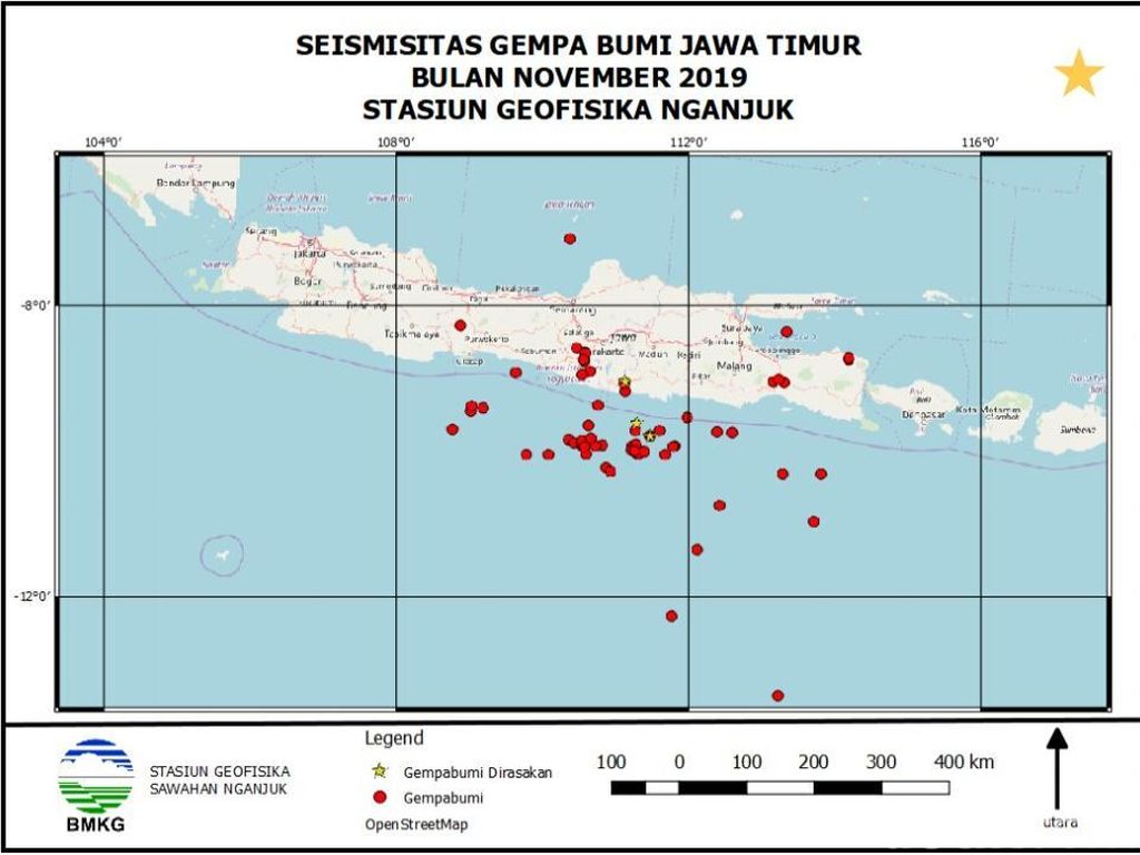 Selama November 2019 BMKG Catat 65 Kali Gempa di Jatim Selama November 2019 BMKG Catat 65 Kali Gempa di Jatim