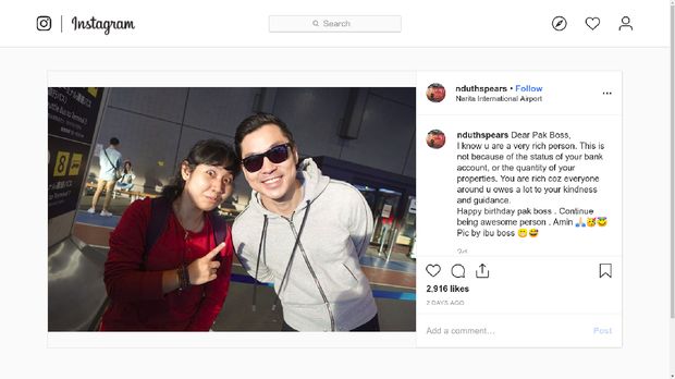 Unggahan Ratih, asisten Sandra Dewi.