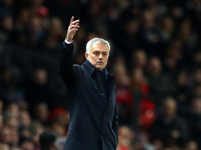 MANCHESTER, ENGLAND - DECEMBER 04: Jose Mourinho, Manager of Tottenham Hotspur reacts during the Premier League match between Manchester United and Tottenham Hotspur at Old Trafford on December 04, 2019 in Manchester, United Kingdom. (Photo by Michael Steele/Getty Images)