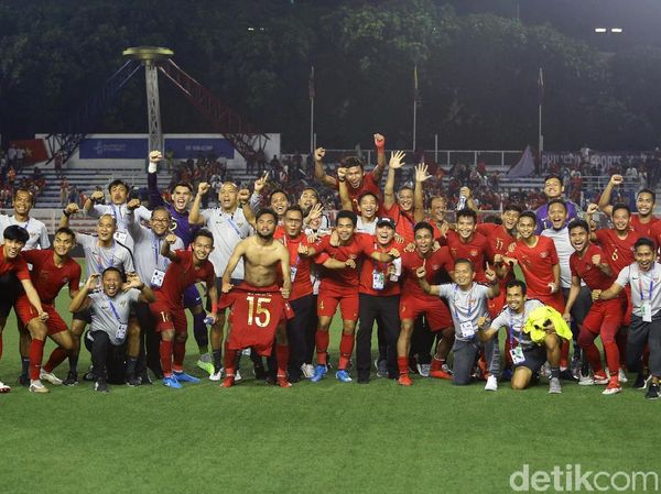 Ekspresi Kegembiraan Timnas U-22 Usai Tundukkan Myanmar