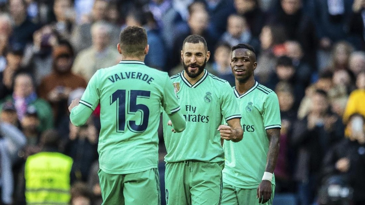 Karim Benzema mencetak satu gol kemenangan 2-0 Real Madrid atas Espanyol di pekan ke-16 Liga Spanyol. (Foto: Bernat Armangue/AP Photo)