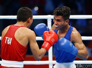 Aksi Petinju Indonesia Kelas 60 Kg Lawan Thailand