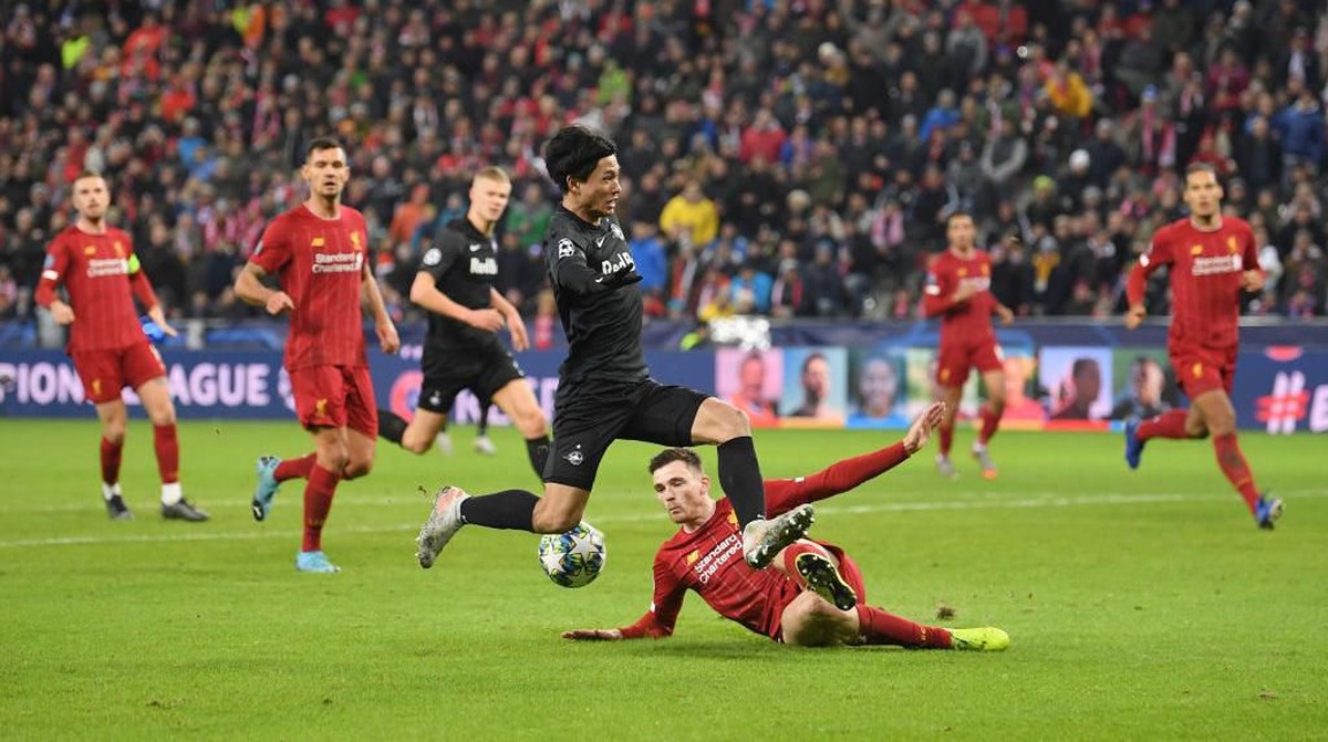 Red Bull Salzburg menghadapi Liverpool berakhir 0-0 di babak pertama (Foto: Michael Regan/Getty Images)