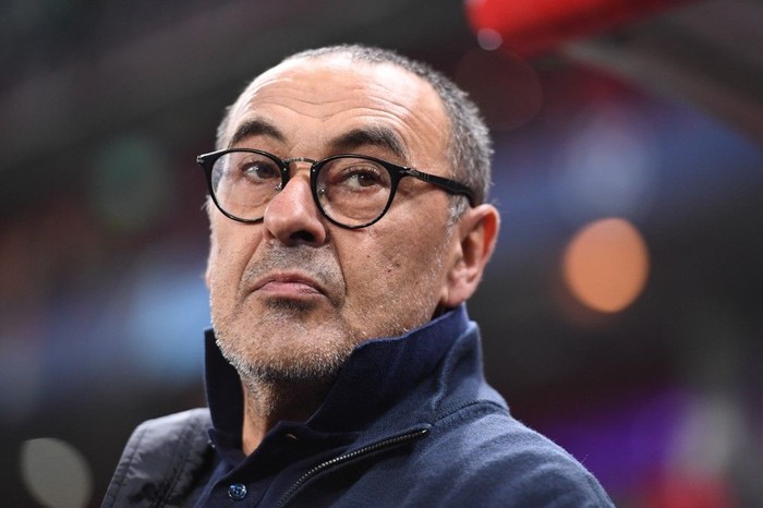 Juventus Italian coach Maurizio Sarri before the UEFA Champions League group D football match between FC Lokomotiv Moscow and Juventus at Moscows RZD Arena stadium on November 6, 2019. (Photo by Kirill KUDRYAVTSEV / AFP)
