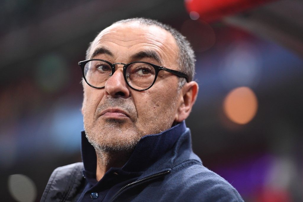 Juventus' Italian coach Maurizio Sarri before the UEFA Champions League group D football match between FC Lokomotiv Moscow and Juventus at Moscow's RZD Arena stadium on November 6, 2019. (Photo by Kirill KUDRYAVTSEV / AFP)