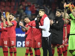 Sampai matchday terakhir, Bayer Leverkusen sebenarnya masih punya peluang lolos ke babak 16 besar Liga Champions. Namun mereka akhirnya gagal setelah kalah dari Juventus dan di saat bersamaan Atletico Madrid menang atas Lokomotiv Moskow. Foto: INA FASSBENDER / AFP
