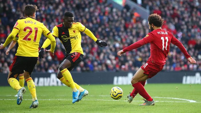 Liverpool unggul 1-0 atas Watford di babak pertama berkat gol Mohamed Salah (Foto: Clive Brunskill/Getty Images) Liverpool unggul 1-0 atas Watford di babak pertama berkat gol Mohamed Salah (Foto: Clive Brunskill/Getty Images)