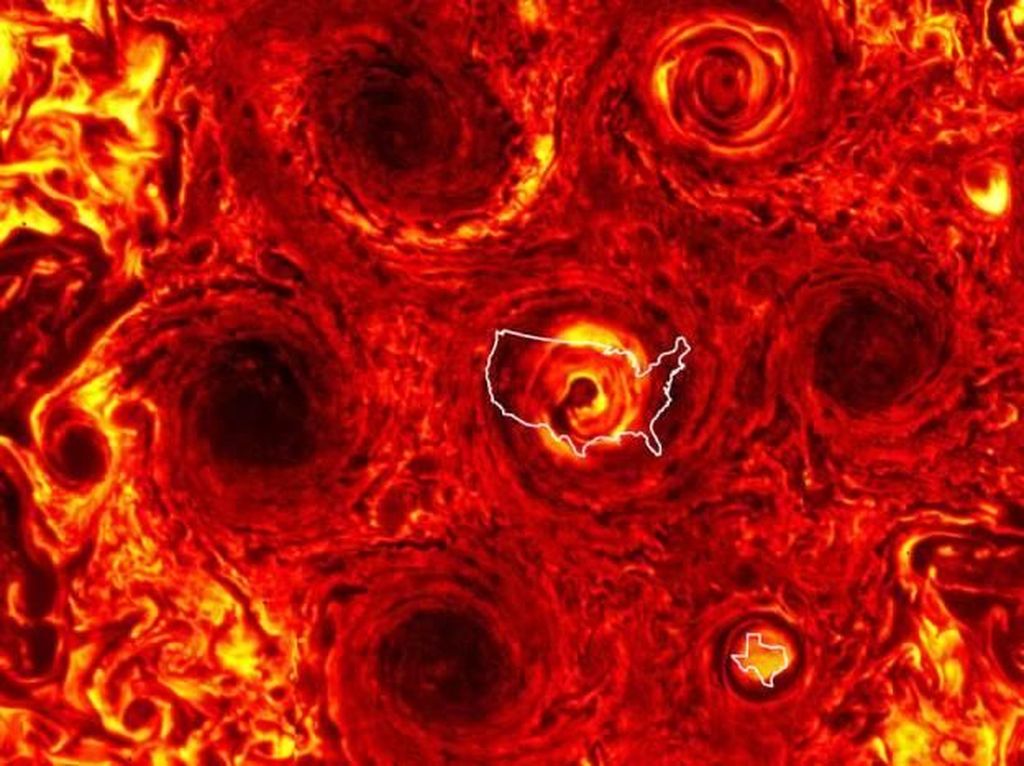 Penampakan Mengerikan Badai Sebesar Texas di Planet Jupiter Penampakan Mengerikan Badai Sebesar Texas di Planet Jupiter