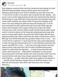 Tangkapan status Facebook Apri Apri