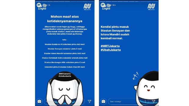 Hujan Deras, Sejumlah Pintu Stasiun MRT Sempat Ditutup