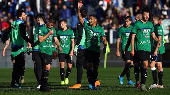 Atalanta merayakan kemenangan atas AC Milan 5-0. (Marco Luzzani/Getty Images)