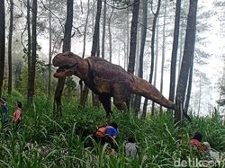 Main dengan Dinosaurus di Jurassic Park ala Magetan