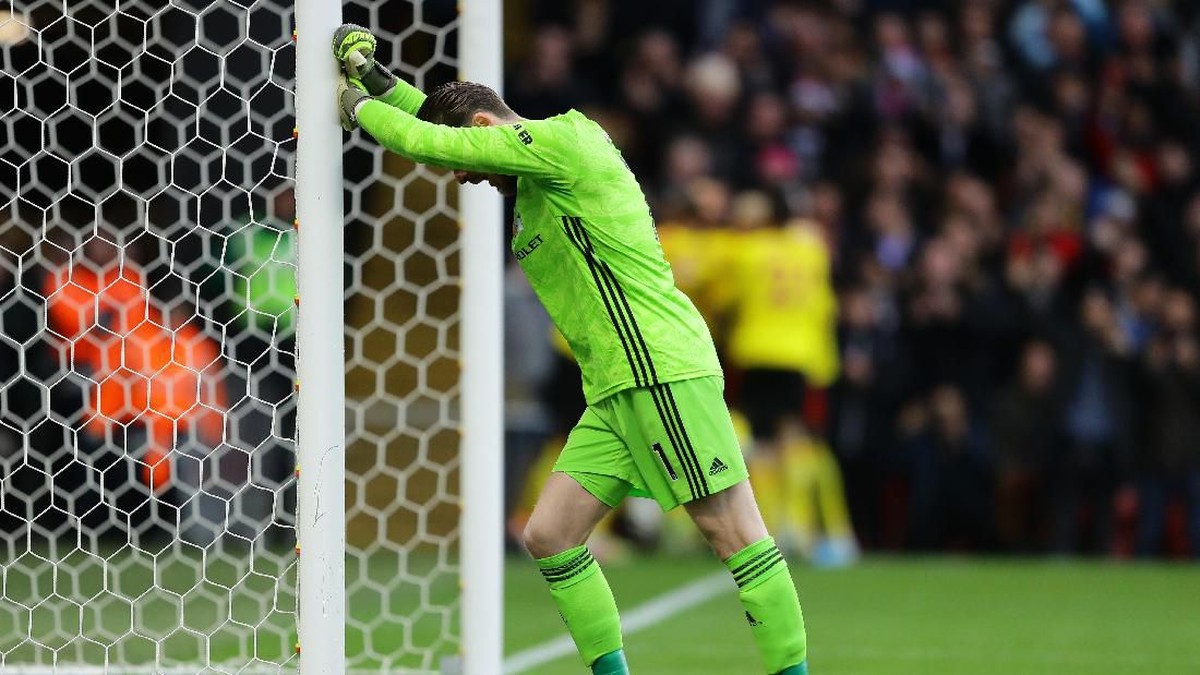 Laga melawan Watford menjadi mimpi buruk bagi kiper Manchester United, David de Gea. (Foto: Richard Heathcote / Getty Images)