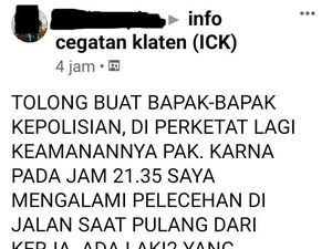 Cabul! Begal Payudara Beraksi di Jalan Karangdowo-Tawangsari Klaten