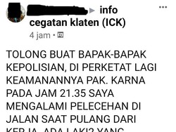 Cabul! Begal Payudara Beraksi di Jalan Karangdowo-Tawangsari Klaten