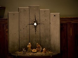 Jelang Natal 2019, Banksy Buat Karya Kelahiran Yesus di Bethlehem