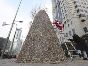 Di Korsel Ada Pohon Natal dari Puntung Rokok Lho Di Korsel Ada Pohon Natal dari Puntung Rokok Lho