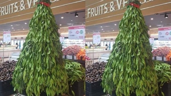 Nyam! Pohon Natal Ini Terbuat dari Makanan, Ada Petai hingga Donat