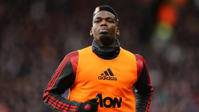 WATFORD, ENGLAND - DECEMBER 22: Paul Pogba of Manchester United warms up during the Premier League match between Watford FC and Manchester United at Vicarage Road on December 22, 2019 in Watford, United Kingdom. (Photo by Richard Heathcote/Getty Images)