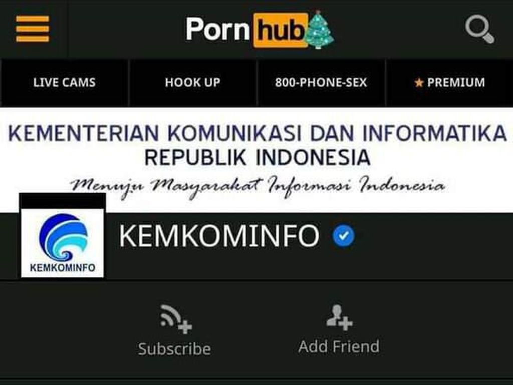 Kominfo Tegaskan Tak Punya Akun di Situs Porno Pornhub