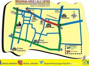 Dua Lokasi Jadi Pusat Pergantian Tahun, Rekayasa Lalin Diberlakukan di Blitar