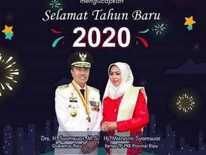 Kembang Api di Ucapan Selamat Tahun Baru Gubernur Riau Jadi Sorotan
