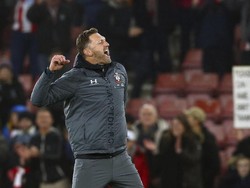 Pelatih Soton Ralph Hasenhuttl merayakan kemenangannya. Mark Kerton/PA via AP.