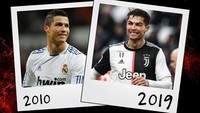Cristiano Ronaldo di Real Madrid tahun 2010 dan bereragam Juventus di 2019 (ist)