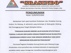 Jalur Pendakian Gunung Sindoro via Kledung Temanggung Ditutup 6 Januari