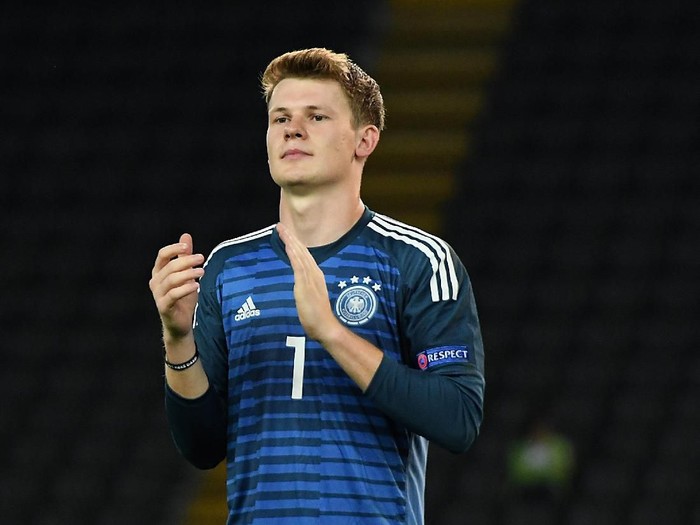 UDINE, ITALY - JUNE 23:  Alexander NÃ¼bel of Germany celebrates at the end  the 2019 UEFA U-21 Group B match between Austria and Germany at Stadio Friuli on June 23, 2019 in Udine, Italy.  (Photo by Alessandro Sabattini/Getty Images)