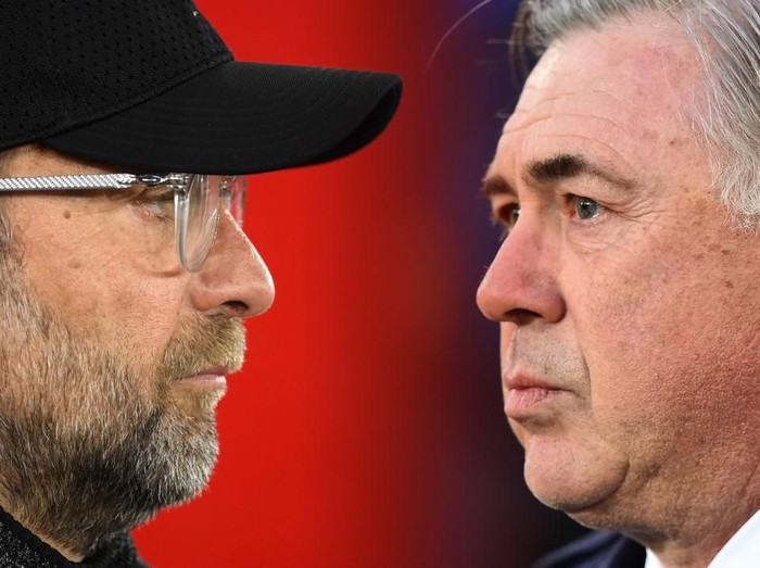 FILE PHOTO (EDITORS NOTE: COMPOSITE OF IMAGES - Image numbers 1140640499,1196044186 - GRADIENT ADDED) In this composite image a comparison has been made between Jurgen Klopp, Manager of Liverpool (L) and Everton Manager, Carlo Ancelotti. Liverpool and Everton meet in the third round of the FA Cup on January 5, 2020 at Anfield,Liverpool.   ***LEFT IMAGE***  SOUTHAMPTON, ENGLAND - APRIL 05: Jurgen Klopp, Manager of Liverpool looks on prior to the Premier League match between Southampton FC and Liverpool FC at St Marys Stadium on April 05, 2019 in Southampton, United Kingdom. (Photo by Mike Hewitt/Getty Images) ***RIGHT IMAGE***  LIVERPOOL, ENGLAND - DECEMBER 26: Everton Manager, Carlo Ancelotti looks on during the Premier League match between Everton FC and Burnley FC at Goodison Park on December 26, 2019 in Liverpool, United Kingdom. (Photo by Nathan Stirk/Getty Images)