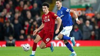 Kebuntuan akhirnya pecah pada menit ke-71. Gol kemenangan Liverpool dalam laga itu dicetak oleh Curtis Jones. Getty Images/Clive Brunskill.
